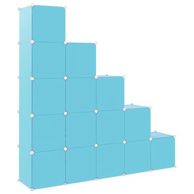 vidaXL Kockasta omarica za otroke s 15 kockami modra PP
