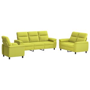 vidaXL Kavčna garnitura 3 pcs Svetlo zelena Blago