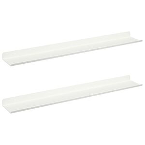 vidaXL Ležeča polica 2 kos Bela 60 x 8,5 x 2,5 cm Jeklo