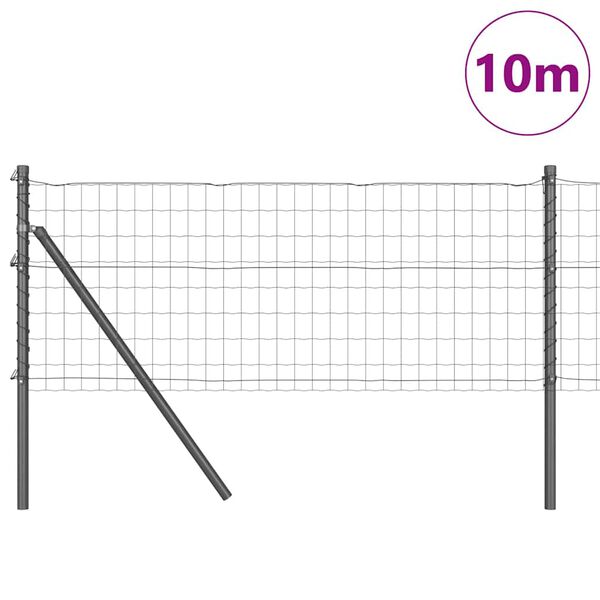 vidaXL Ograja s stebrom Siva 0,6 x 10 m Jeklo in PVC