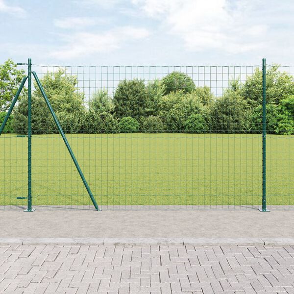 vidaXL Ograja s stebrom Zelena 1,5 x 10 m Jeklo