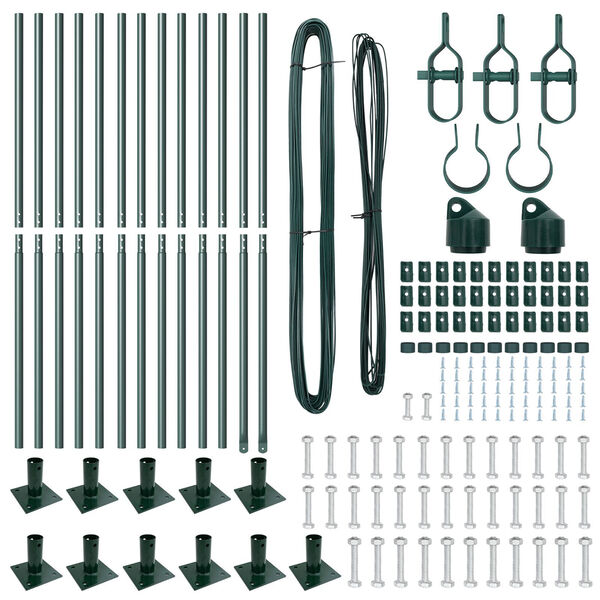 vidaXL Ograjni stebri 13 pcs Zelena Ø32mm 160 cm Pocinkano jeklo