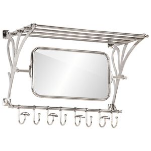 vidaXL Stensko stojalo z obe&scaron;alniki za pla&scaron;če in ogledalom aluminij