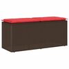 vidaXL Vrtna klop z blazino rjava 110x40x44 cm poli ratan