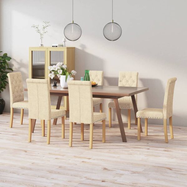 vidaXL Jedilni stoli 6 kosov krem blago