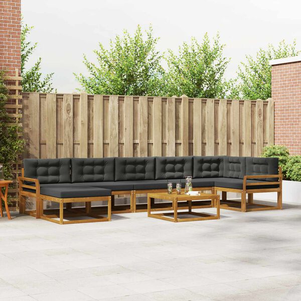 vidaXL Zunanja garnitura za sedenje 8 pcs Naravna in antracitna