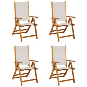 vidaXL Zložljivi vrtni stoli 4 kosi trden akacijev les in teksti1