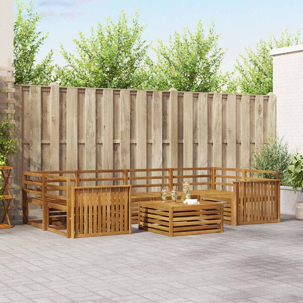 vidaXL Zunanja garnitura za sedenje 7 pcs Naravna Masiven les akacije