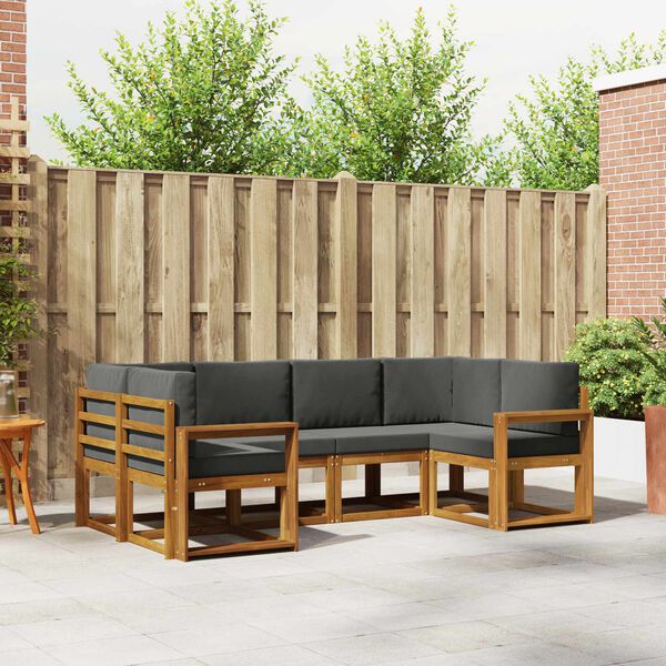 vidaXL Zunanja garnitura za sedenje 6 pcs Naravna in antracitna