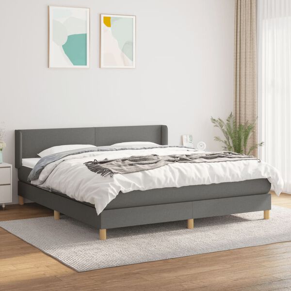 vidaXL Box spring postelja z vzmetnico temno siva 160x200 cm blago
