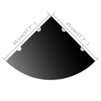 vidaXL Kotne police 2 kosa s kromiranimi nosilci steklo črne 45x45 cm