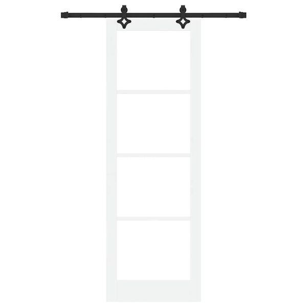 vidaXL Drsna vrata Bela 78 x 232 cm Trden borov les in steklo