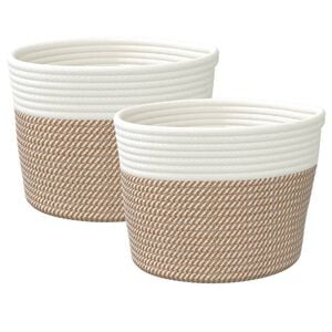 vidaXL Ko&scaron;ara za shranjevanje 2 kosa rjava in bela &Oslash;24x18 cm bombaž