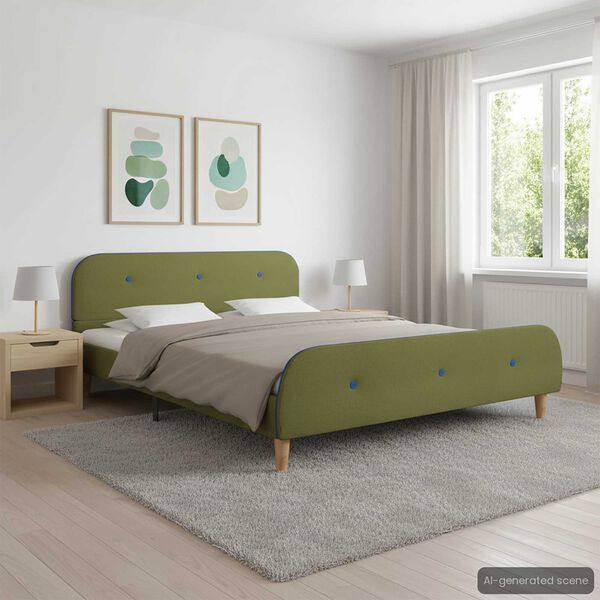 vidaXL Posteljni okvir zeleno blago 140x200 cm