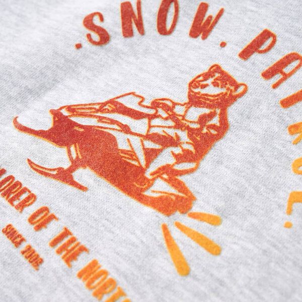 Otroški pulover s kapuco siva melange in oranžna 128