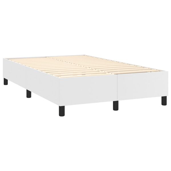 vidaXL Box spring postelja z vzmetnico bel 120x200 cm umetno usnje