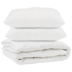 vidaXL Odeja z blazino 3 pcs Bela Mikrovlakna