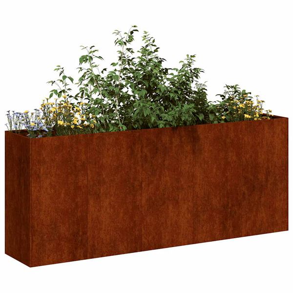 vidaXL Planter Rusty 200x40x80 cm Vremensko odporno jeklo