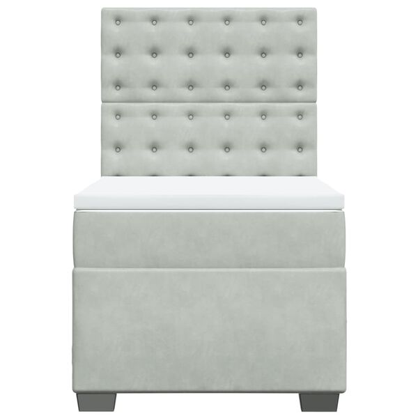 vidaXL Box spring postelja z vzmetnico svetlo siva 100x200 cm žamet