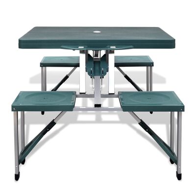 Lahek zelen set za kampiranje zložljiva miza s 4 stolčki