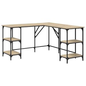 vidaXL Pisalna miza sonoma hrast 139x139x75 cm inženirski les