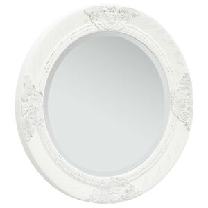 vidaXL Stensko ogledalo v baročnem stilu 50 cm belo