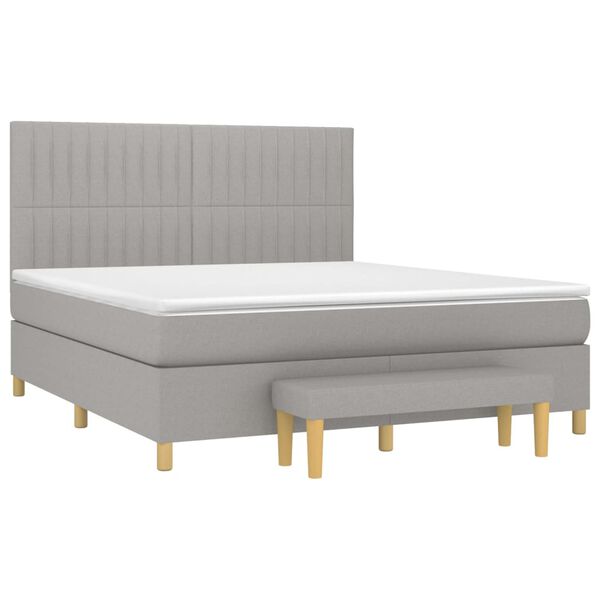 vidaXL Box spring postelja z vzmetnico svetlo siva 160x200 cm žamet