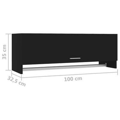 vidaXL Garderobna omara črna 100x32,5x35 cm iverna plošča