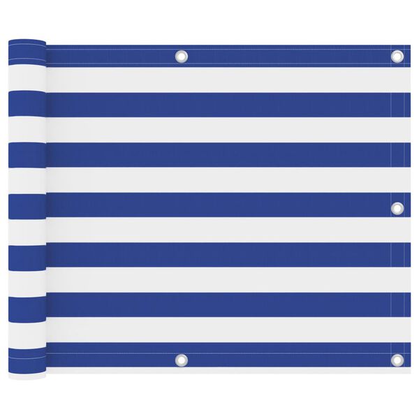 vidaXL Balkonsko platno belo in modro 75x500 cm oksford blago