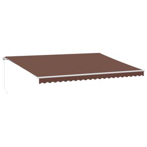 vidaXL Ročno zložljiva tenda z LED rjava 500x350 cm