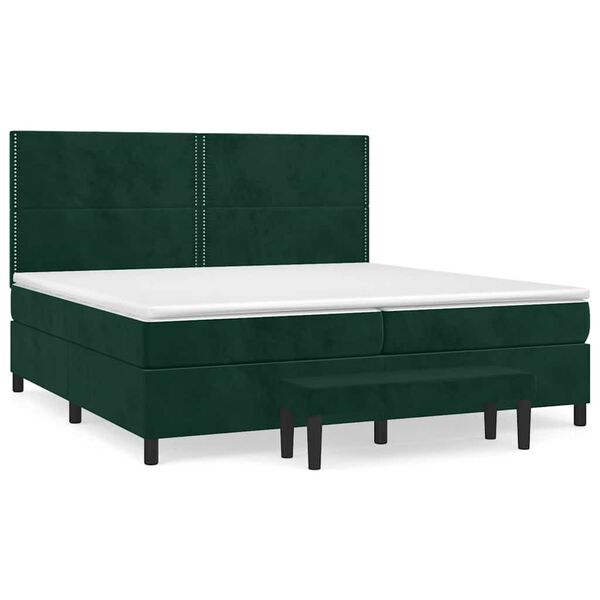 vidaXL Box spring postelja z vzmetnico temno zelena 200x200 cm žamet