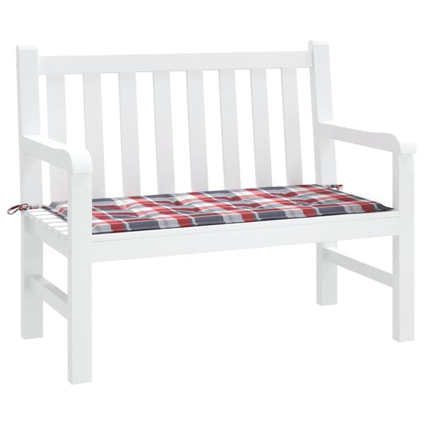 vidaXL Blazina za vrtno klop rdeča karo 120x50x3 cm oxford tkanina