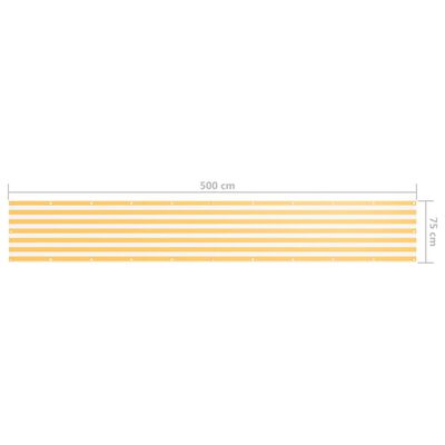 vidaXL Balkonsko platno belo in rumeno 75x500 cm oksford blago