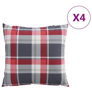 vidaXL Blazine za kavč 4 kosi rdeče karo vzorce 50x50 cm blago