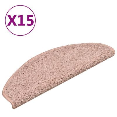 vidaXL Preproge za stopnice 15 kosov svetlo roza 65x21x4 cm
