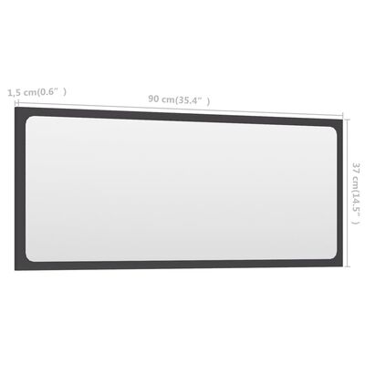 vidaXL Kopalniško ogledalo sivo 90x1,5x37 cm iverna plošča