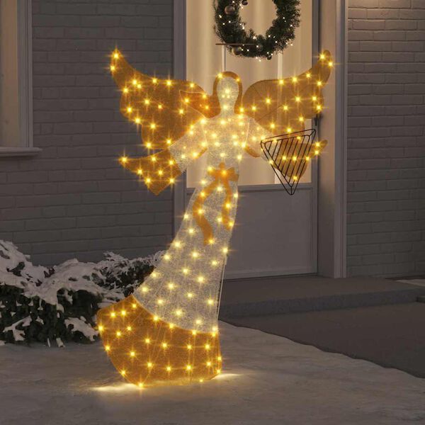 vidaXL Osvetljen kot Toplo bela 116 x 29 x 158,5 cm Poliester