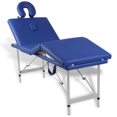 Modra zložljiva masažna miza s 4 območji in aluminjastim okvirjem