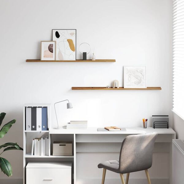 vidaXL Stenska polica 2 pcs Rjava 115 x 9 x 3 cm Konstruiran les