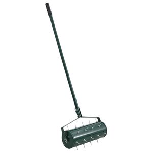 vidaXL Valj za trato, vlečen z objemkami za aerator Zelena 128 x 38 cm
