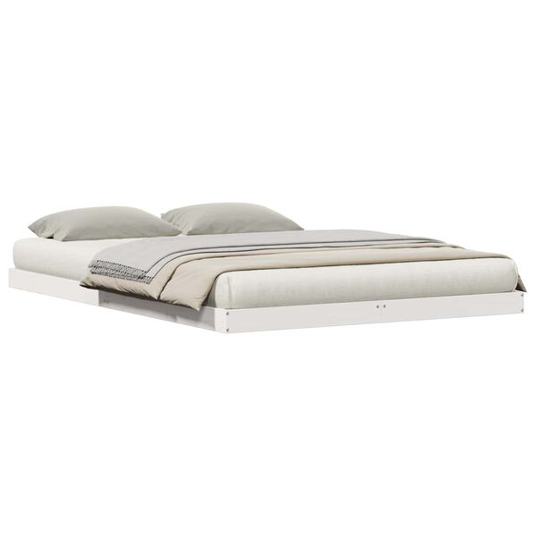 vidaXL Posteljni okvir Bela 213.5 x 104 x 9 cm Masivno borovo les