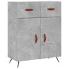 vidaXL Komoda betonsko siva 69,5x34x90 cm inženirski les