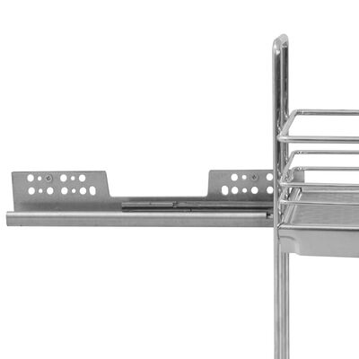 vidaXL Izvlečna kuhinjska košara 2-nadstropna srebrna 47x15x54,5 cm