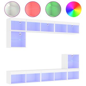 vidaXL Komplet TV omaric LED 8-delni bel inženirski les