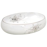 vidaXL Nadpultni umivalnik bel ovalen 59x40x15 cm keramika