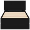 vidaXL Posteljni okvir z vzglavjem črn 90x200 cm inženirski les