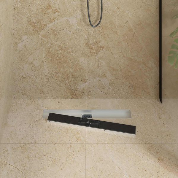 vidaXL Tu&scaron; odtok Stekleni pokrov s 360&deg; sifonom Črna 60 cm