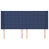 vidaXL Vzglavje z u&scaron;esi modro 203x16x118/128 cm blago