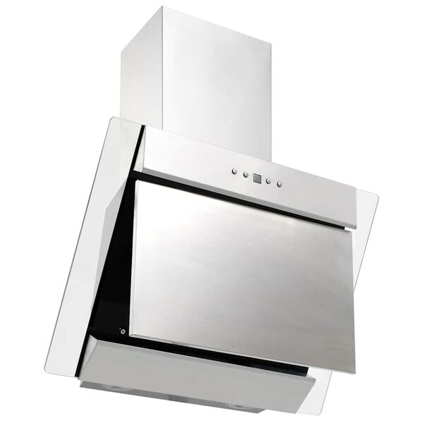 vidaXL Kuhinjska napa 60 cm nerjaveče jeklo in kaljeno steklo srebrna