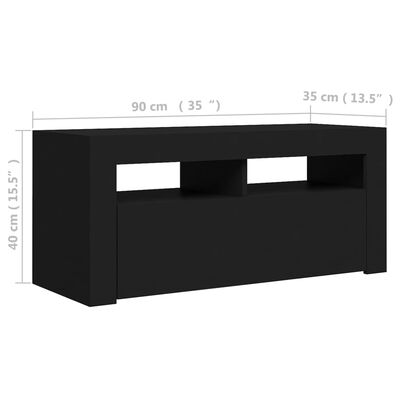 vidaXL TV omarica z LED lučkami črna 90x35x40 cm